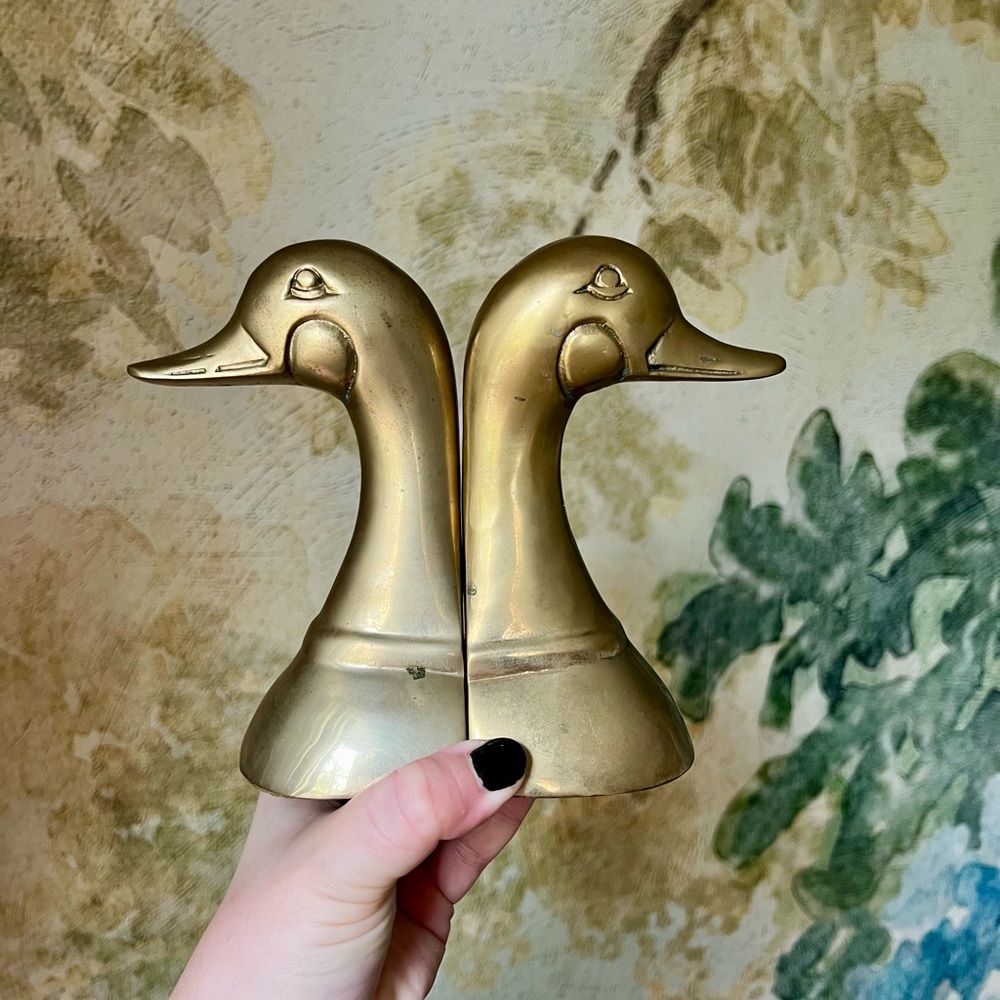 Vintage Brass Duck Bookends